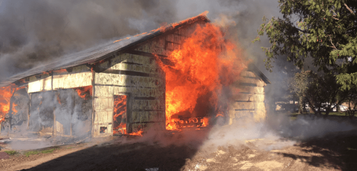 A shed on fire