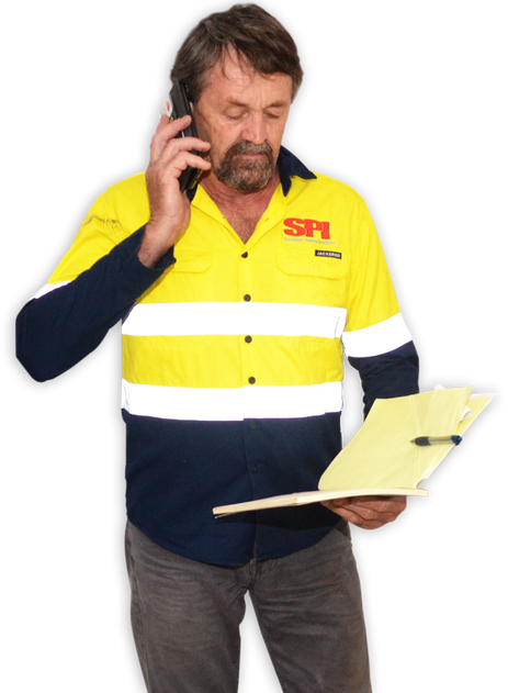 An SPI employee on the phone