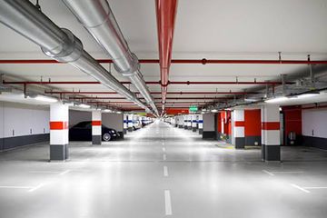 Sprinklers in a car park